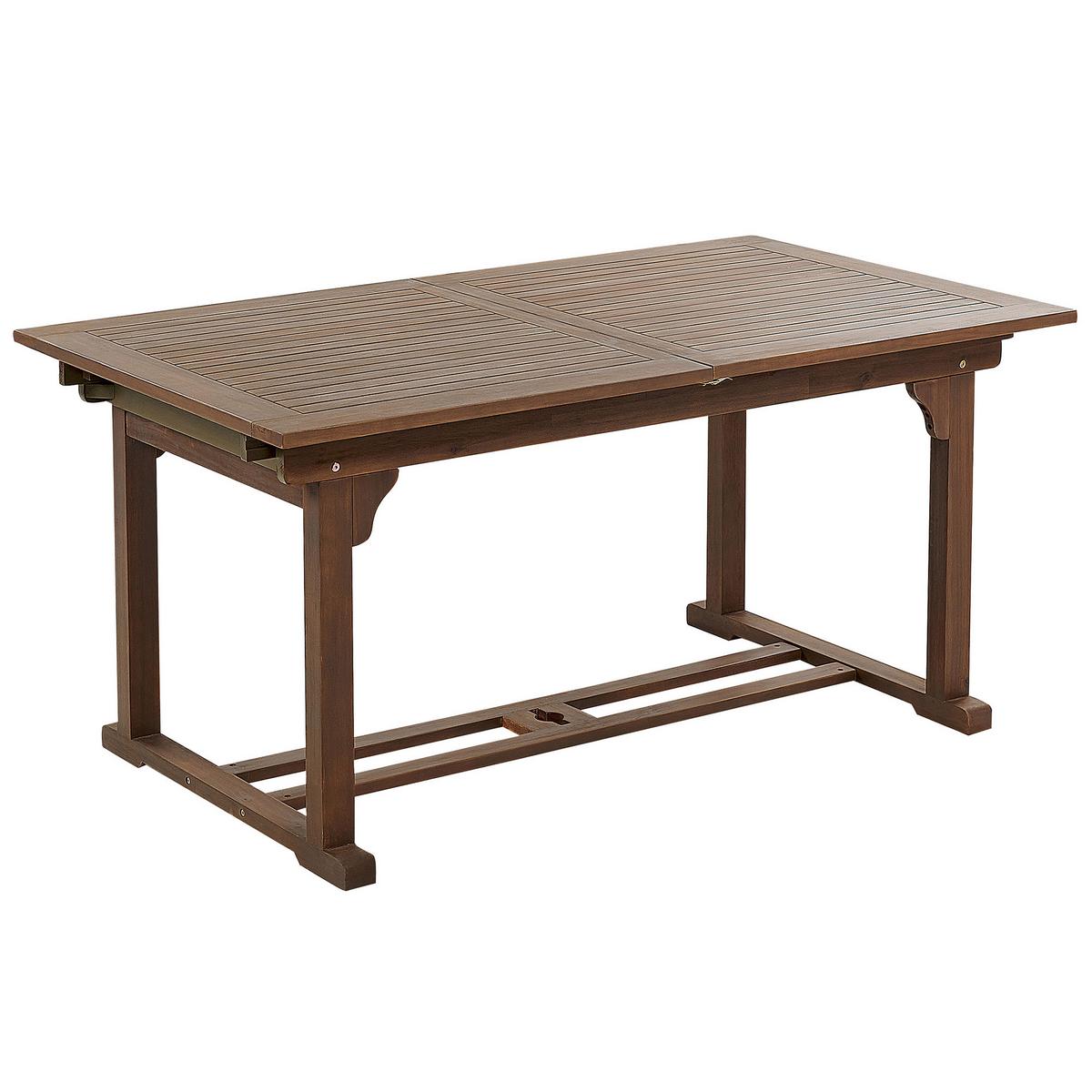 GARTENTISCH Akazienholz dunkelbraun 160-220/90 cm ausziehbar Amantea - Dunkelbraun, Holz (160/90/74cm) - Beliani