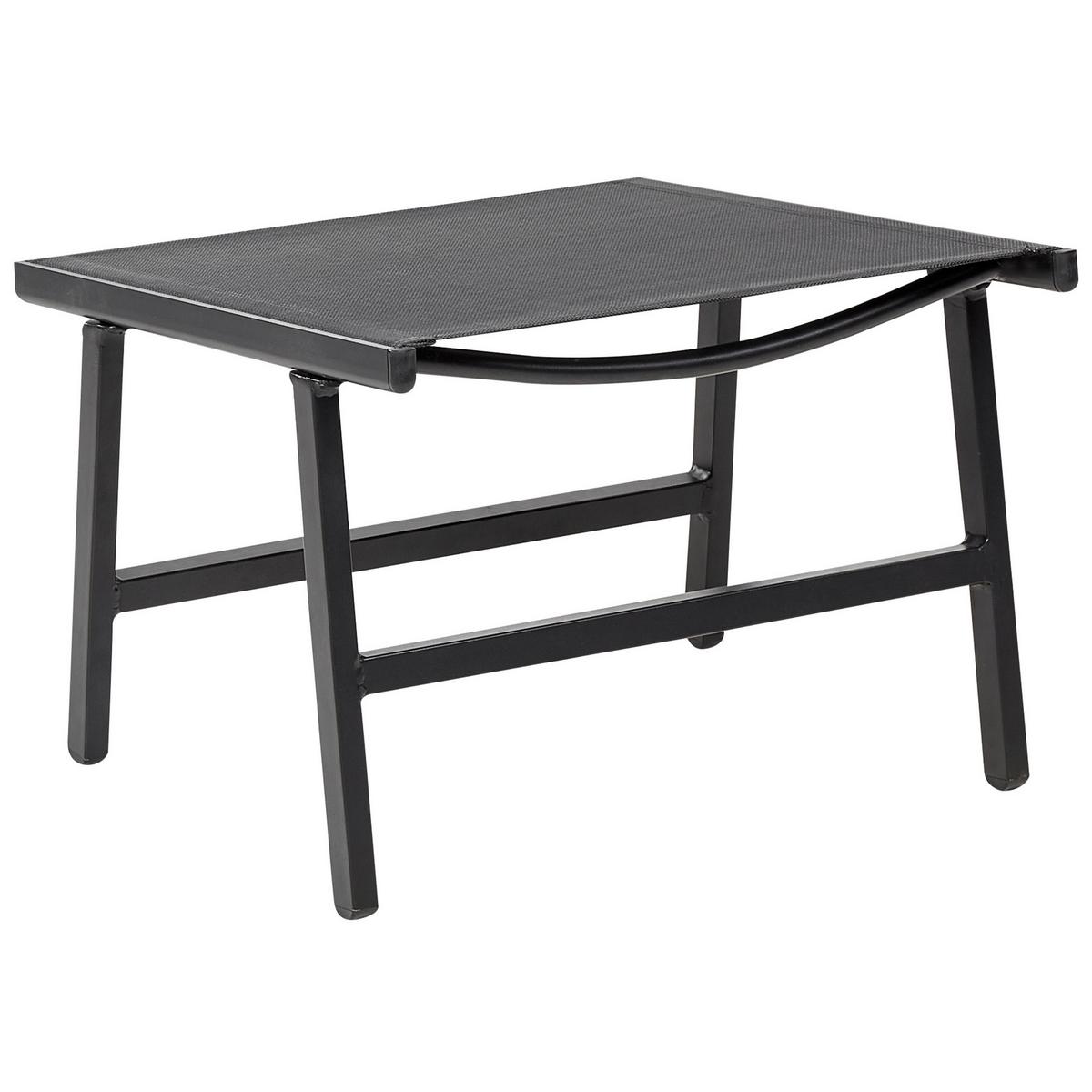 GARTENSTUHL 2er-SET Aluminium schwarz mit Fußhocker Marceddi - Schwarz, Textil (54/70/60cm) - Beliani