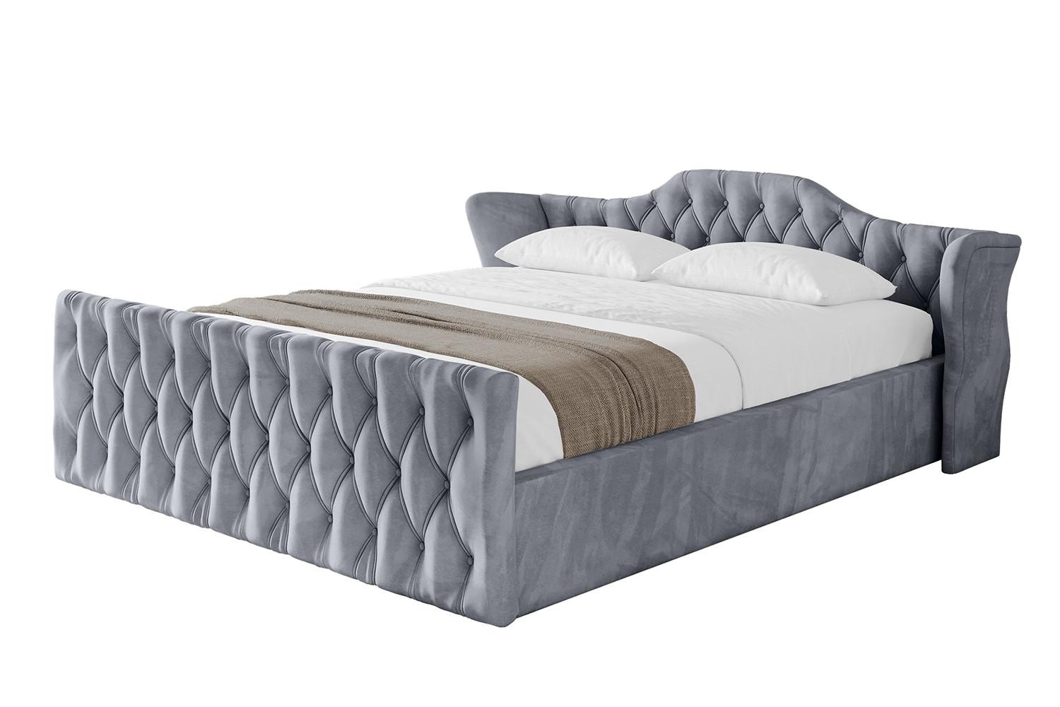 POLSTERBETT mit Bettkasten, Fußteil und Lattenrost, Boxbett ohne Matratze - ZORAN-Z-V1 200x200 Grau - Grau, Holzwerkstoff/Textil (200/200cm) - ALTDECOR