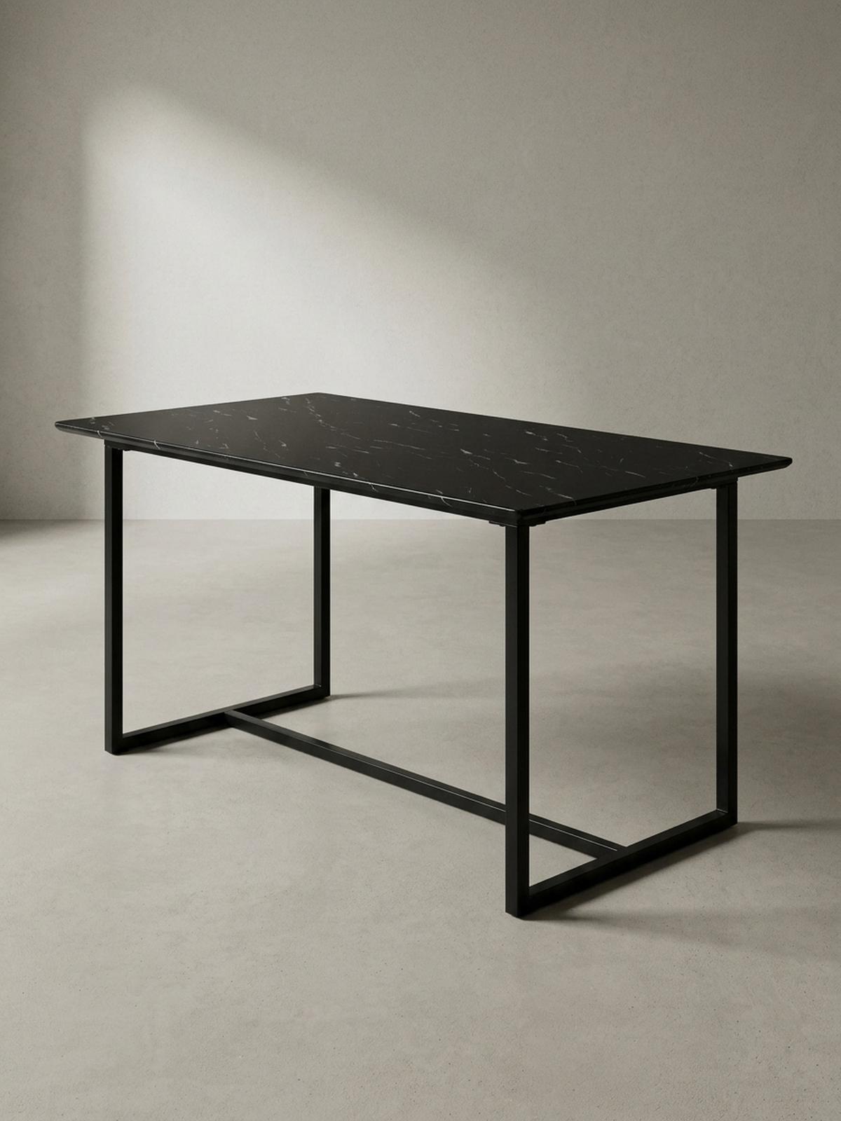 ESSTISCH Marmoroptik Metall Rechteckig Modern Klein, Schwarz 120x60x76 cm - Schwarz, Holzwerkstoff/Metall (60/120/76cm) - KADIMA DESIGN