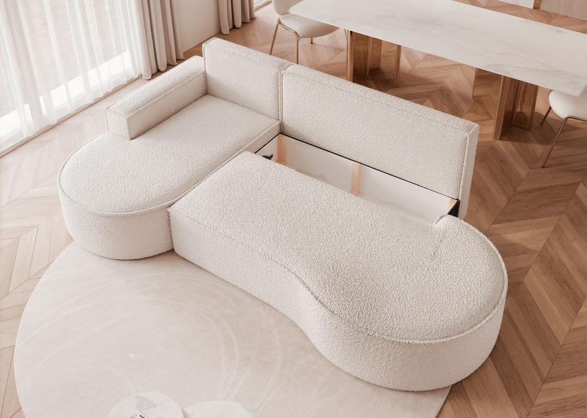 ECKSOFA SOFIA mit Schlaffunktion und Bettkasten Weiß - Weiß, Holzwerkstoff/Kunststoff (277/157cm) - Idohome