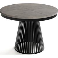 ESSTISCH Naro rund ausziehbar mit Schwarzem Lamellen-Metallgestell, Beton-Optik Dunkelgrau 120-200/120/76 cm - Dunkelgrau/Schwarz, Holzwerkstoff/Metall (120/196/76cm) - WFL GROUP