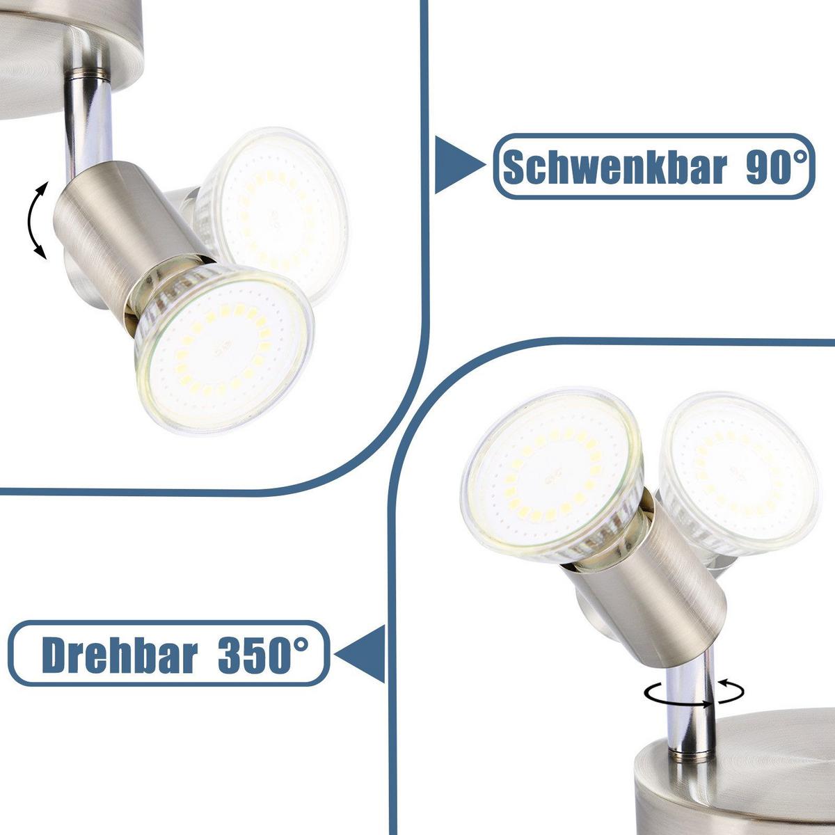 DECKENSTRAHLER Birtha 4-flammig 18/18/11 cm - Silberfarben, Metall (18/18/11cm) - Nettlife