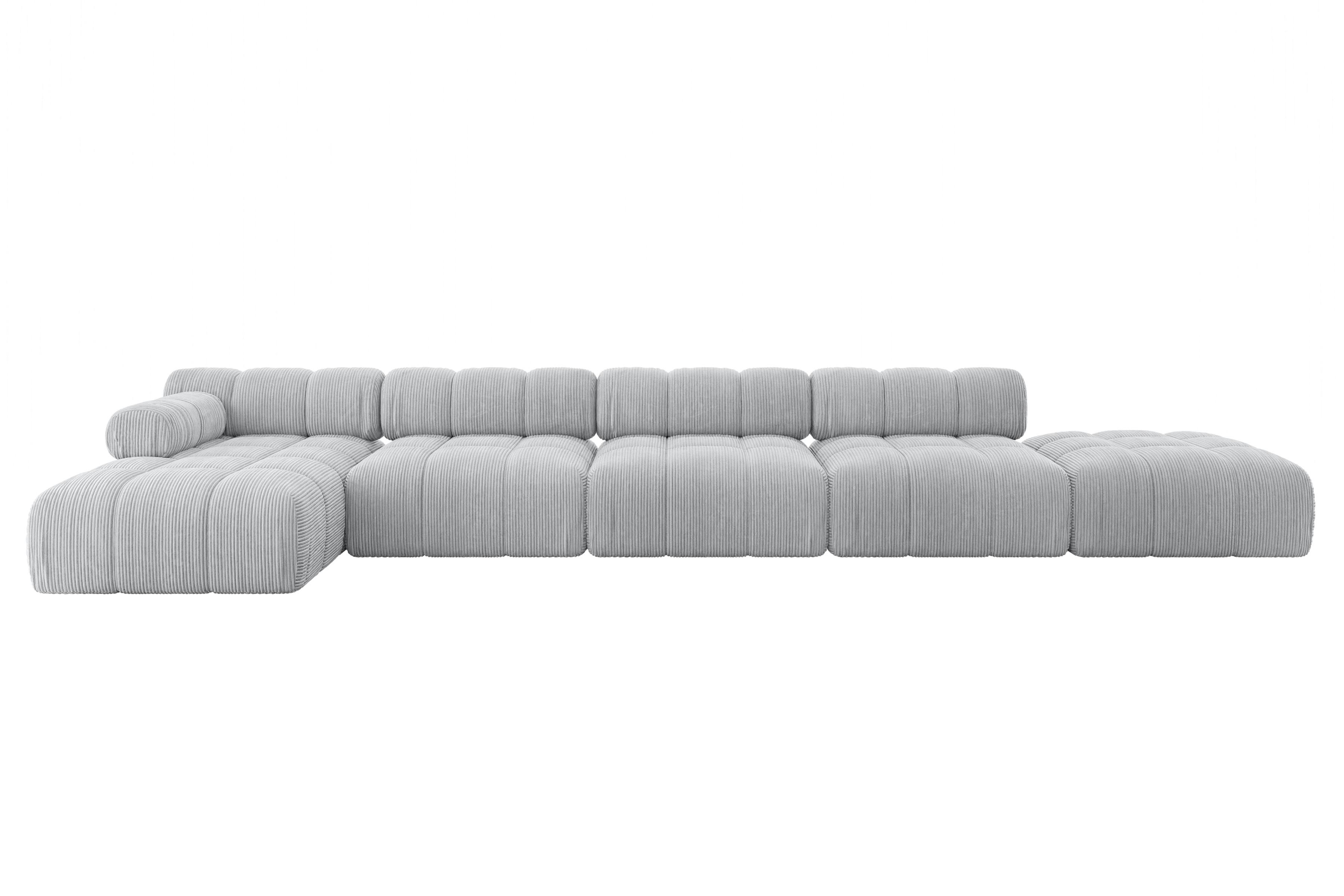 ECKSOFA modulares Sofa Lizur-L3 - 475x160x70 cm Grau Cord - Grau, Holzwerkstoff/Textil (475/160cm) - ALTDECOR