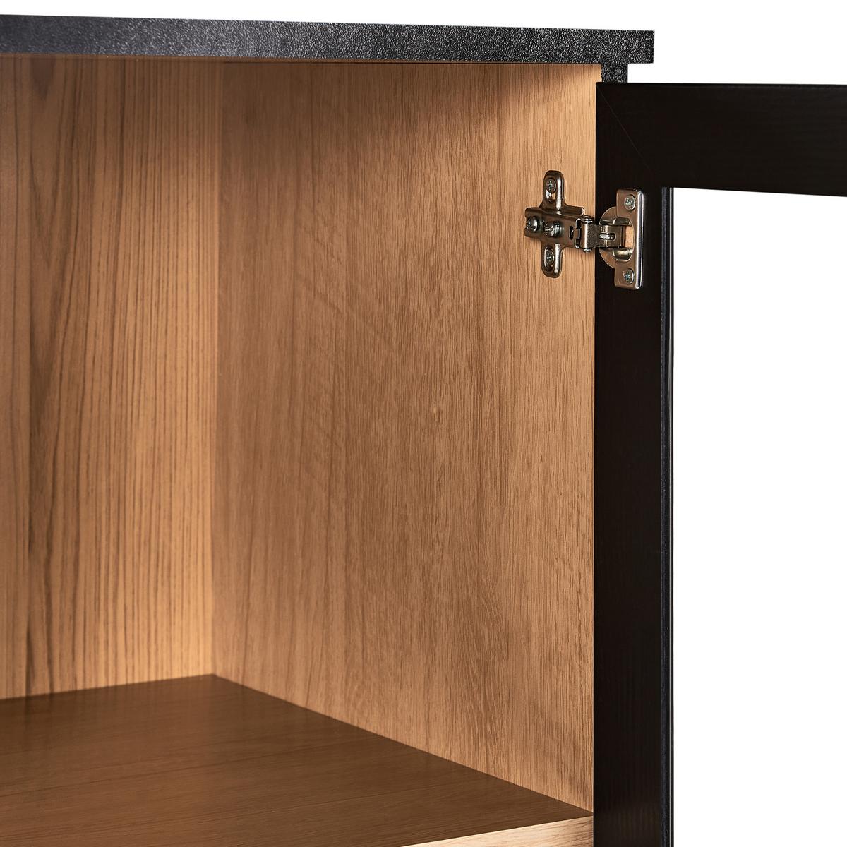 VITRINE mit Glastüren 80 cm Schwarz Tingledale - Schwarz, Holzwerkstoff (80/151/40cm) - Beliani