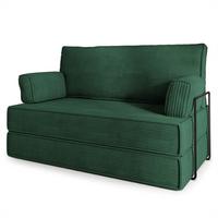 BETTSOFA LADIA aus Schaumstoff Kordstoff Grün Schlaffunktion - Grün, Textil (140/86/60cm) - MASSENO