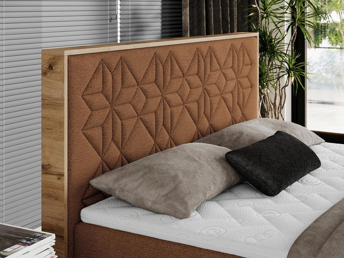 BOXBETT NESSI - 200/200 Orange Struktur - H4 - Orange, Holz/Textil (200/200cm) - MKS