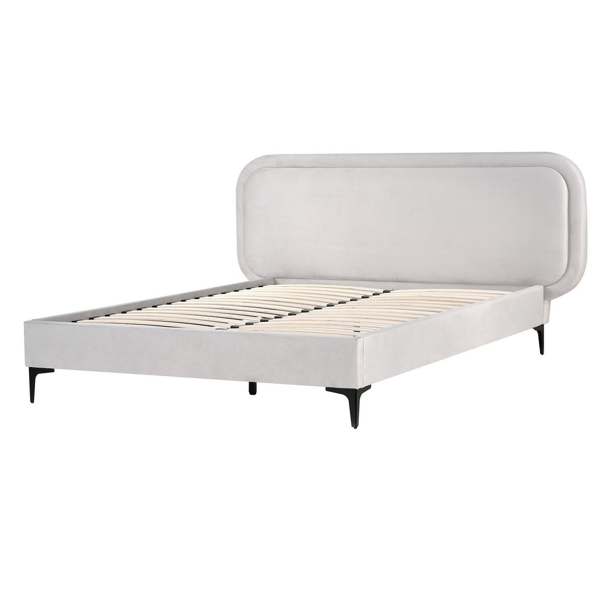 BETT mit Lattenrost 140/200 cm Hellgrau Suzette - Hellgrau, Textil (140/200cm) - Beliani