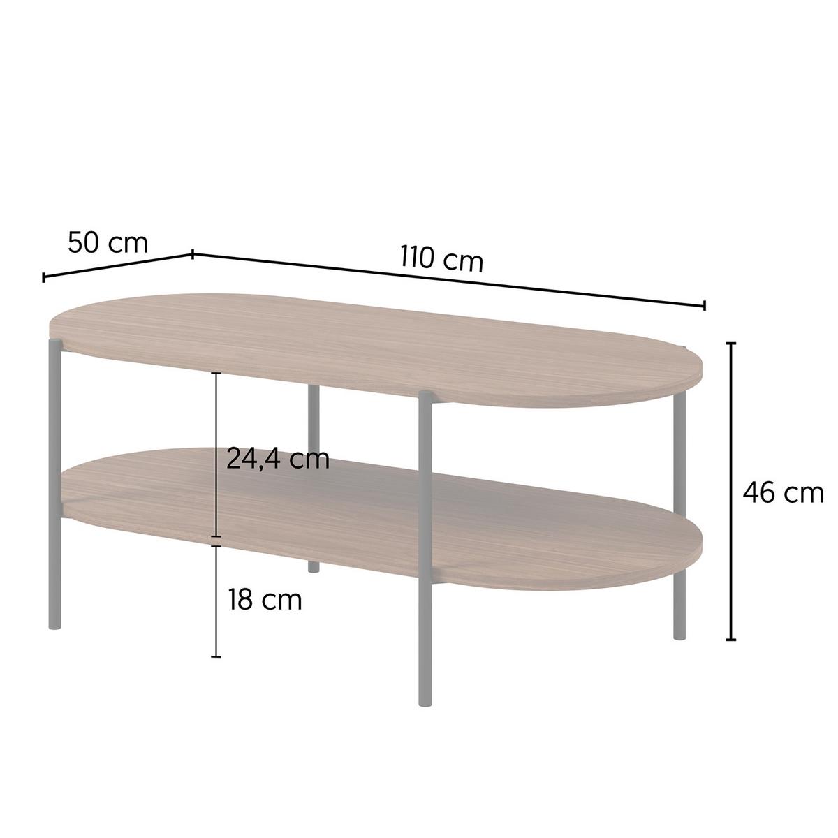 COUCHTISCH Carlo mit Metallfüße 110×50 cm, Walnuss - Walnussfarben, Holzwerkstoff (50/110/46cm) - Beautysofa