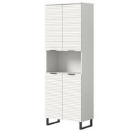 HOCHSCHRANK weiß 70 cm, 4-türig, Badschrank mit Soft-Close - Schwarz/Weiß, Holzwerkstoff/Metall (70/193/34cm) - Inn.Furn