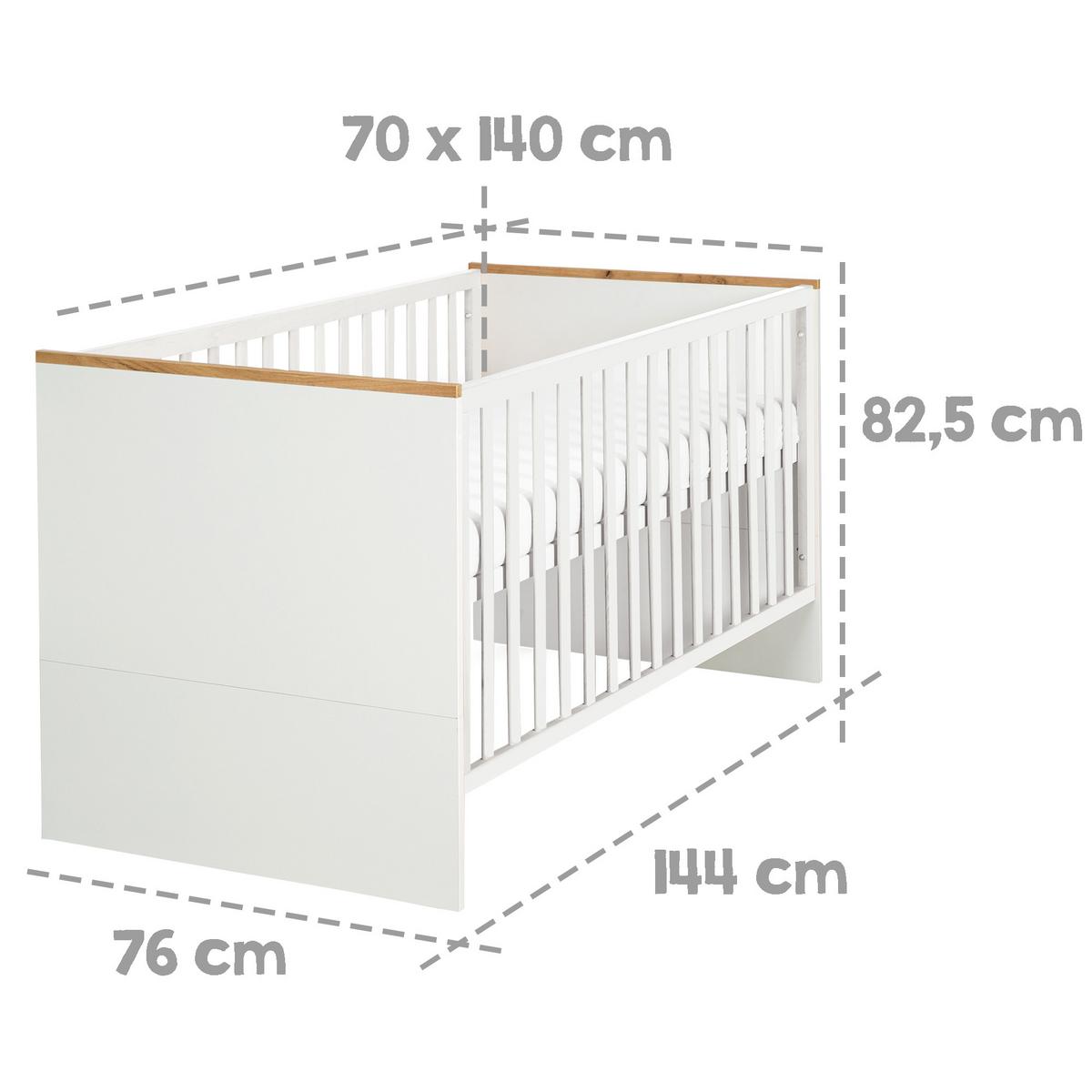 BABYZIMMER-SET Finn 3-teilig - Weiß, Holzwerkstoff (76/82.5/144cm) - Roba