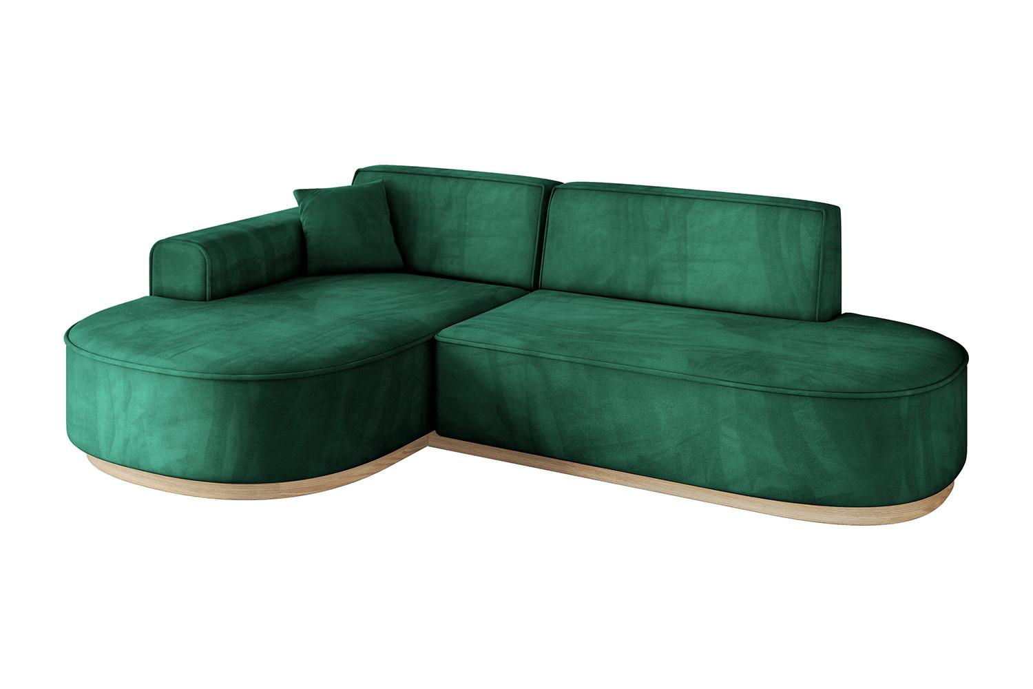 ECKSOFA Ottomane Links MARI-L1-v1 - 243x171x83 cm Grün Velours - Grün, Holzwerkstoff/Textil (243/171cm) - ALTDECOR