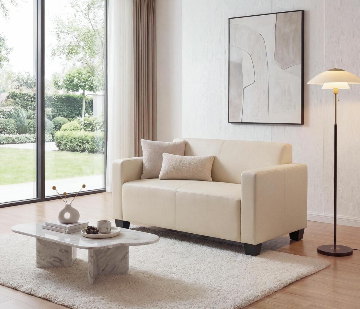 2-SITZER-SOFA Cremeweiß - Creme/Weiß, Textil (136/76/72cm) - MCW