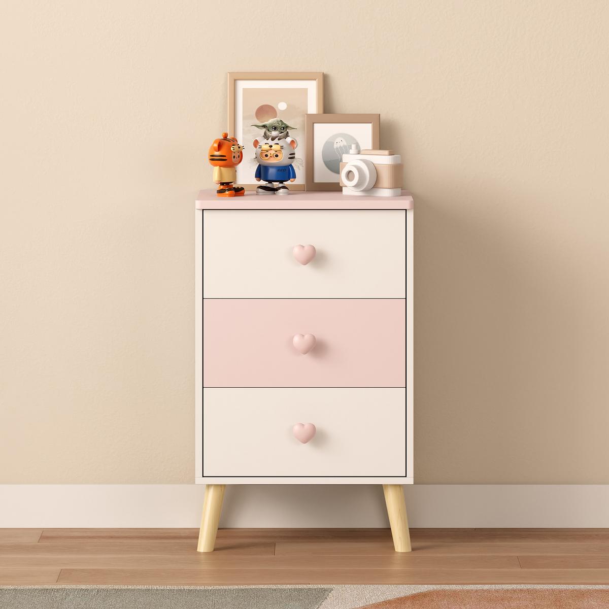 KINDERKOMMODE Sandnes - Rosa/Weiß, Holz/Holzwerkstoff (38/61.5/30cm) - [en.casa]