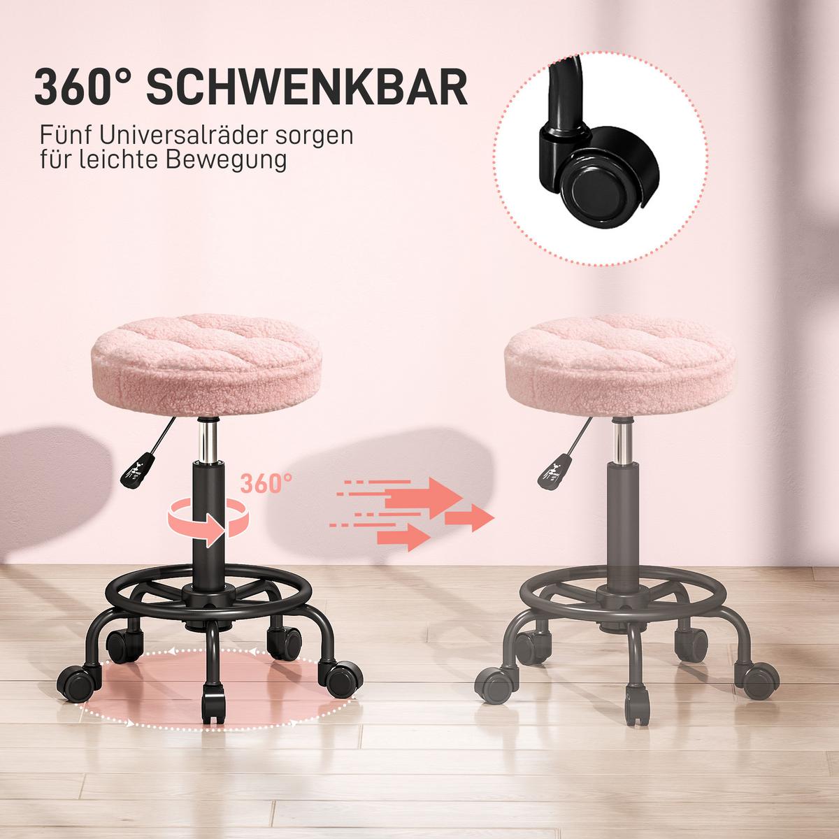 ROLLHOCKER Polyester Metall Rosa - Rosa, Kunststoff (50/66/50cm) - HOMCOM