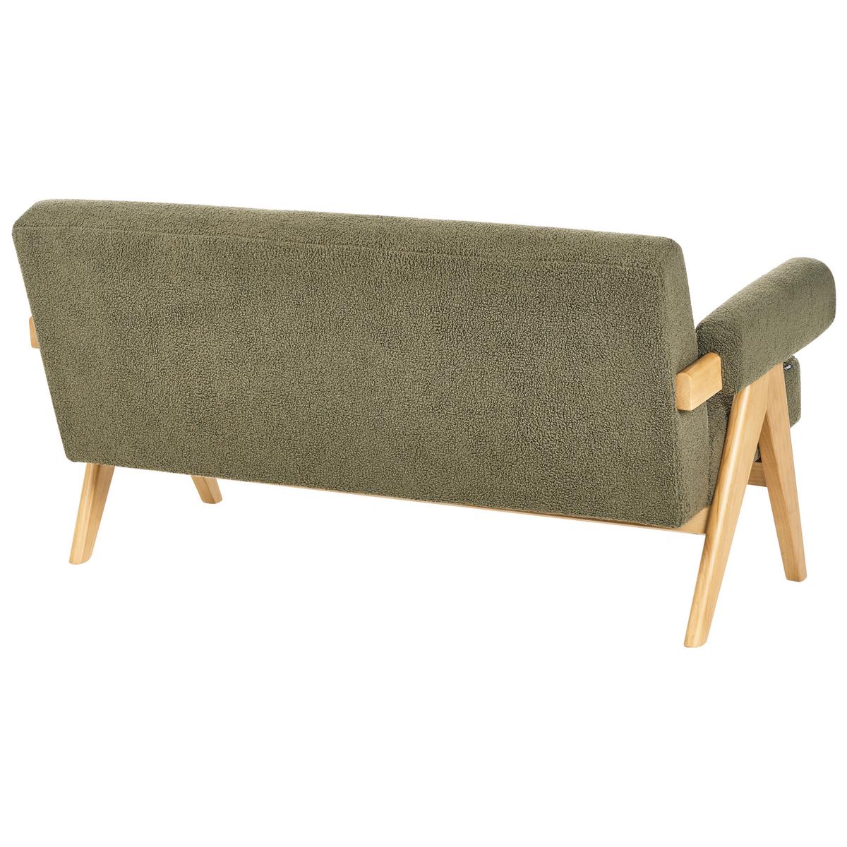 SOFA-SET Bouclé Grün/Hellbraun Tamre - Olivgrün/Braun, Textil (148/79/78cm) - Beliani