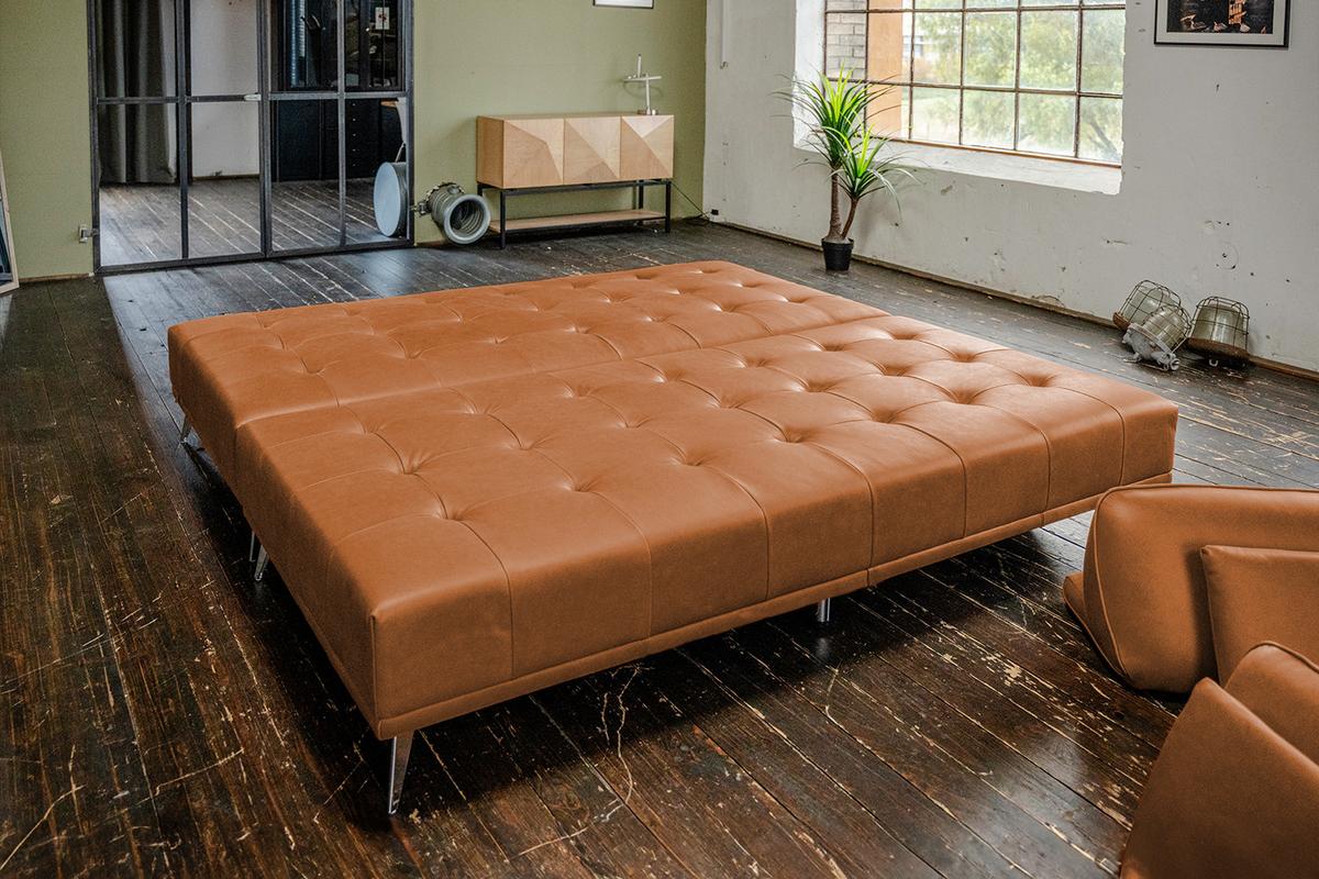 SOFA WIOLO Braun Leder - Silberfarben/Braun, Leder/Metall (240/83/110cm) - KAWOLA