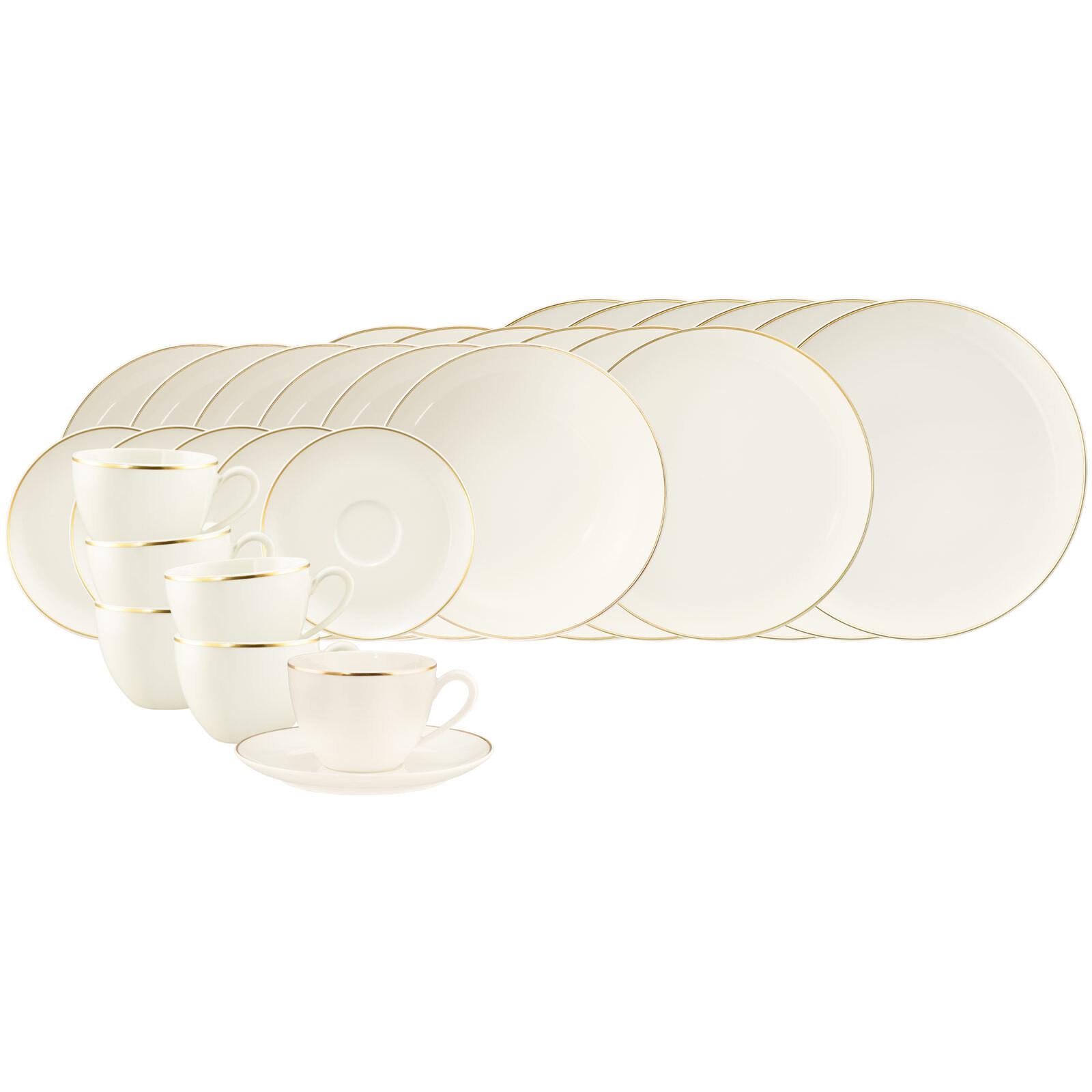 KOMBISERVICE Savona Goldlinie creme-gold 30-tlg. - Goldfarben/Creme, Keramik (24/18.1/43cm) - Seltmann Weiden
