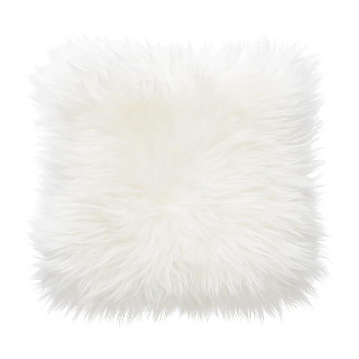 SITZKISSEN Stuhlauflage aus echtem Schaffell, Natur, Leinenstoff, 40 cm - Weiß, Fell (40/40cm) - Provellus