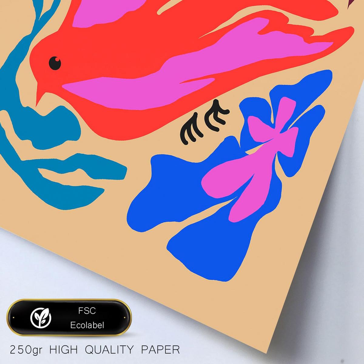 POSTER Set Mit 6 Malerisch 3 In Blume Zusammenfassung Ästhetische Dekorative Gemälde Für Ihr Wohnzimmer Zuhause A3 & A4 Rahmen Aus Hellem Holz - Beige, Papier (29/3cm) - Nacnic