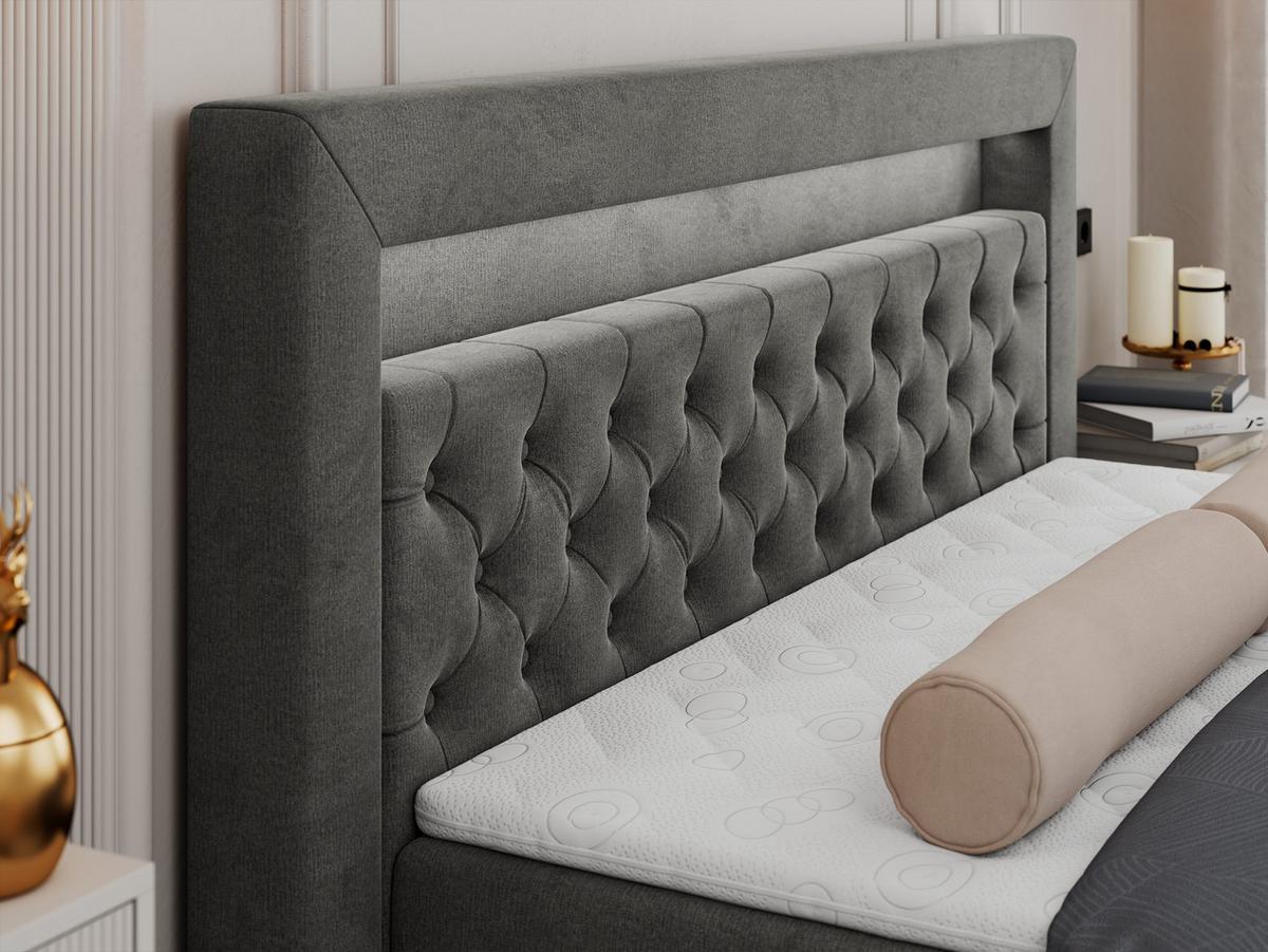 BOXBETT GOLD-6 LED 200/200 Dunkelgrau Velvet - H4 - Dunkelgrau, Holz/Textil (200/200cm) - MKS