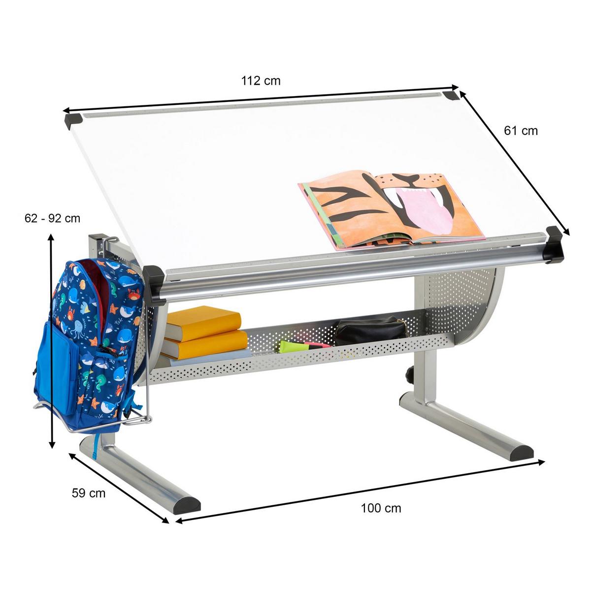 KINDERSCHREIBTISCH SARI - Alufarben/Weiß, Holzwerkstoff/Metall (111/93/60cm) - CARO-Möbel