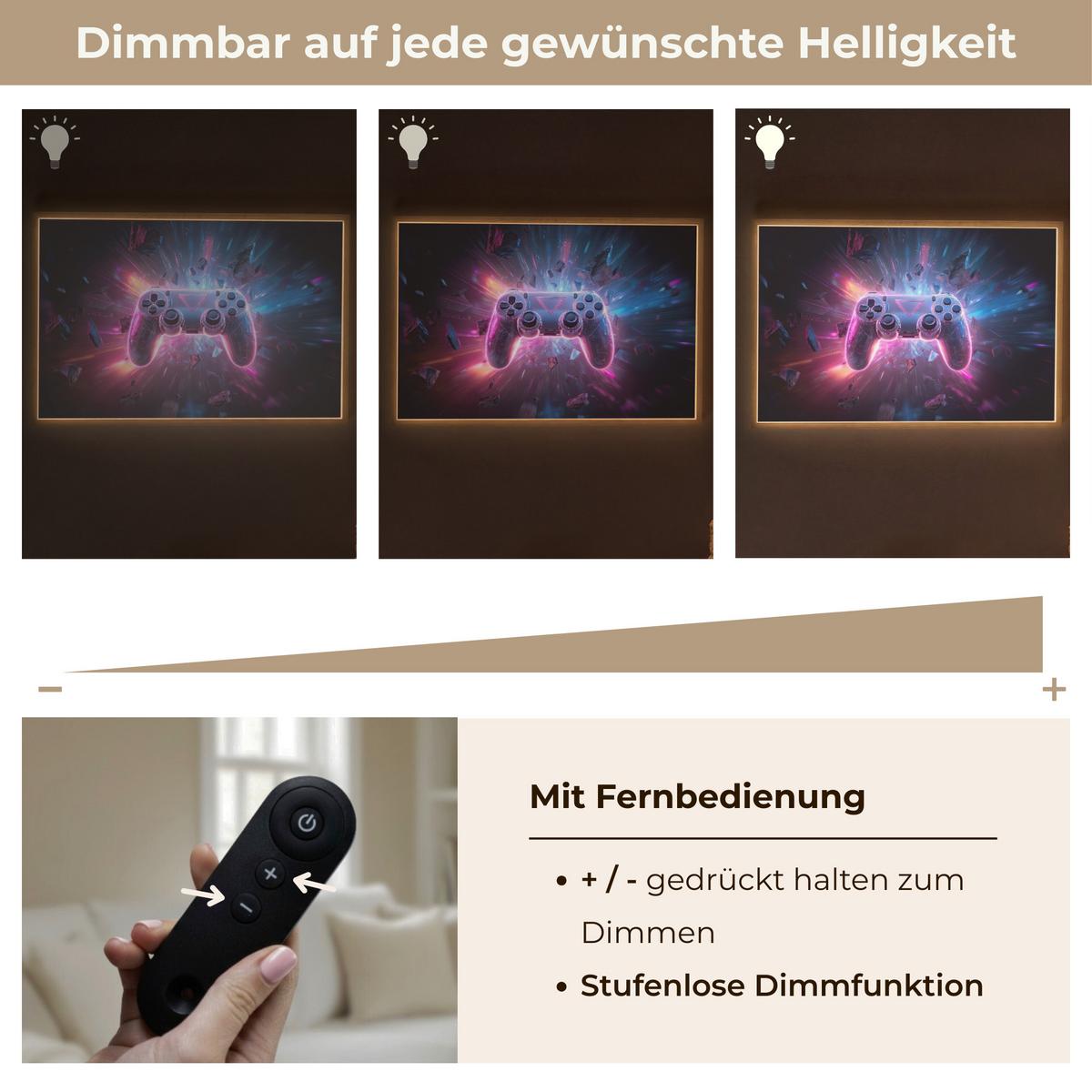 NACHTTISCHLAMPE MIT AKKU Controller - Neon - Explosion - Abstrakt 100x70 cm - Violett, Holzwerkstoff (8/100/70cm) - OnlyWow
