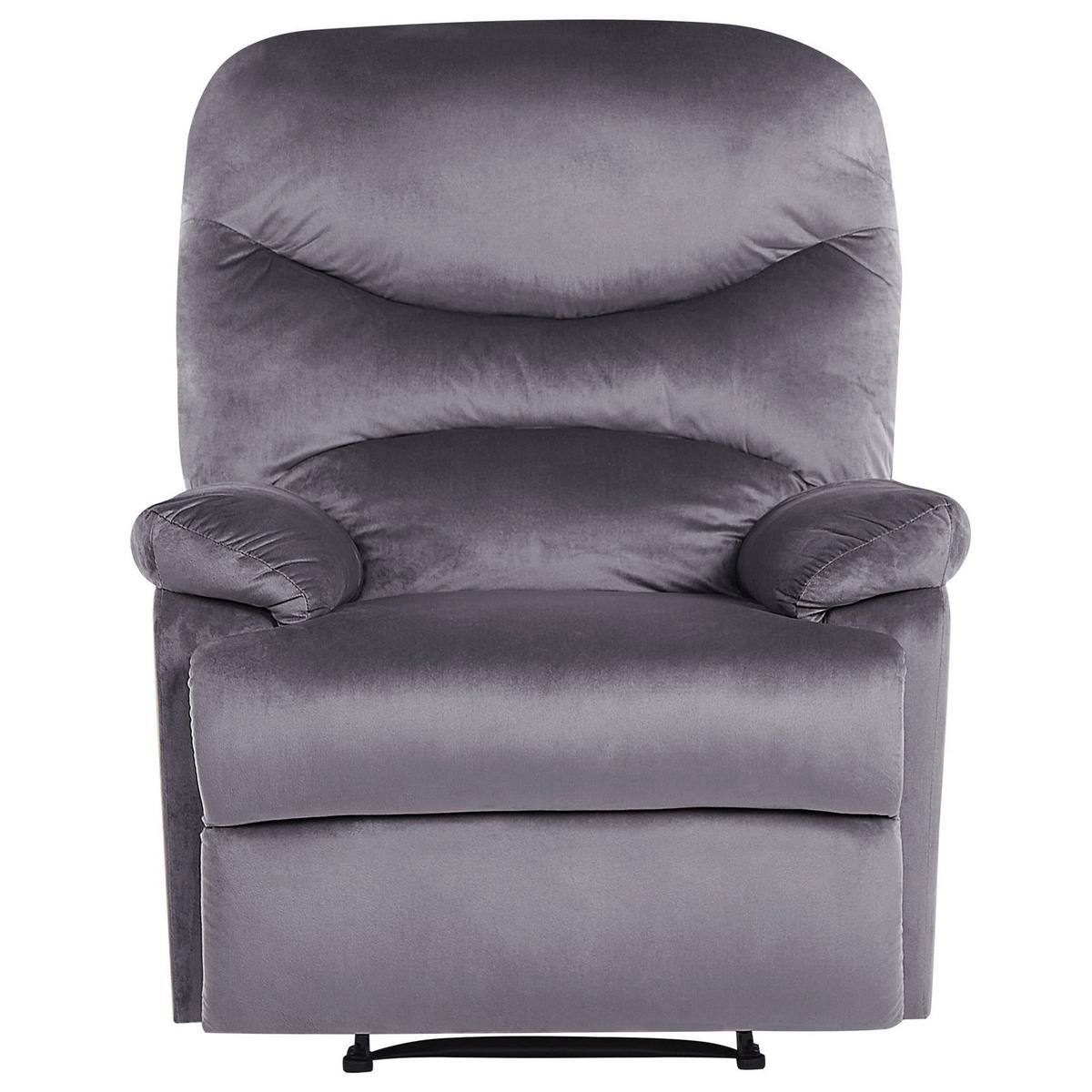 SESSEL Samtstoff grau verstellbar mit Fußstütze Eslov - Schwarz/Grau, Textil (85/103/90cm) - Beliani