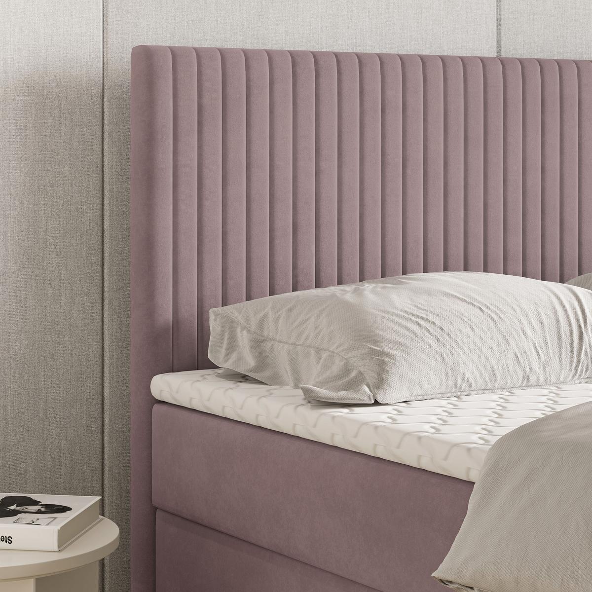 BOXBETT TERVAN 180x200 cm mit Matratze und Topper - Rosa - Rosa, Holz (180/200cm) - MASSENO