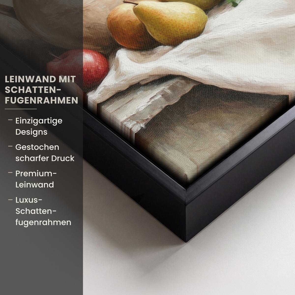 LEINWAND Bilder mit Rahmen - Obst - Kräuter - Ländlich - 20x30 - Naturfarben, Textil (20/30cm) - MuchoWow