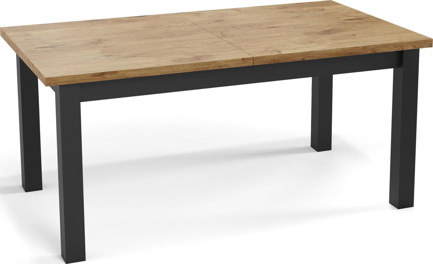 ESSTISCH Davidof rechteckig ausziehbar, Lancelot Eiche 120-160/80/76 cm - Eichefarben/Schwarz, Holz/Holzwerkstoff (67/160/76cm) - WFL GROUP