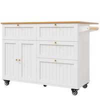 KÜCHENINSEL Weiß 133/70/88 cm - Weiß, Holzwerkstoff/Metall (70/88/133cm) - Urban Meuble