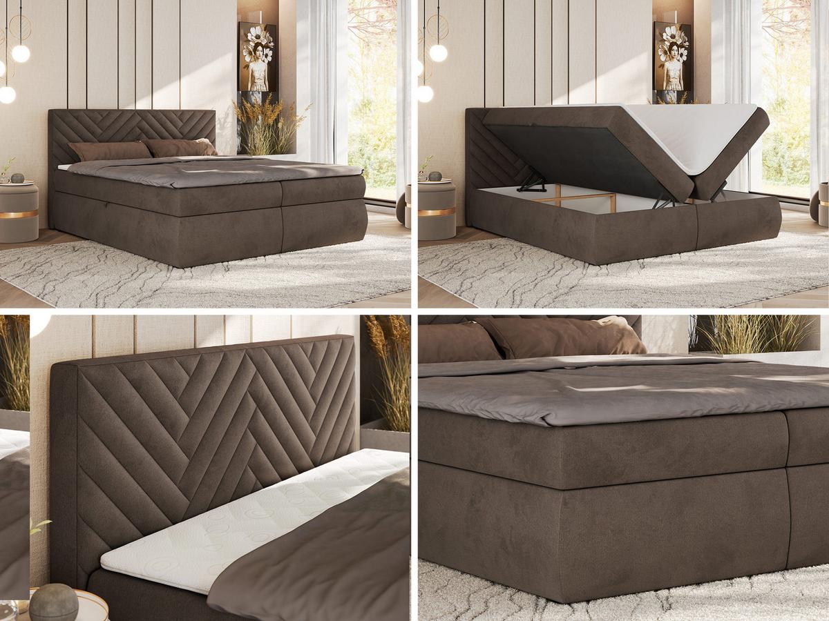 BOXBETT AVERTA 160/200 - Braun Velvet - H4 - Braun, Textil (160/200cm) - MKS