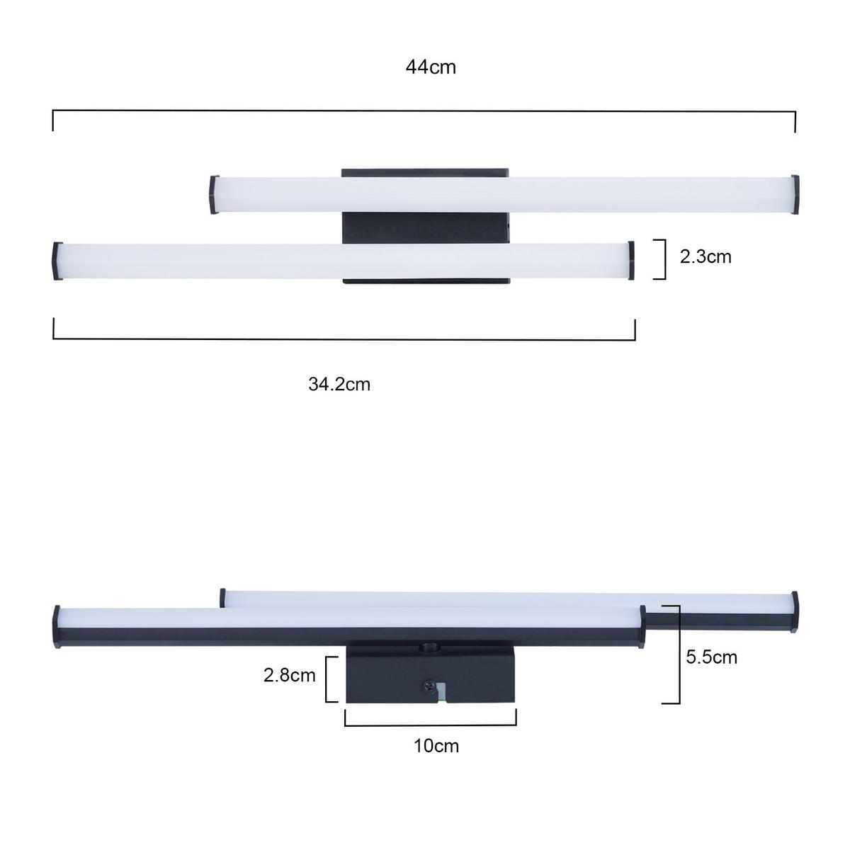 LED WANDLEUCHTE Nasseri - Schwarz, Metall (44/10/5.5cm) - ZMH
