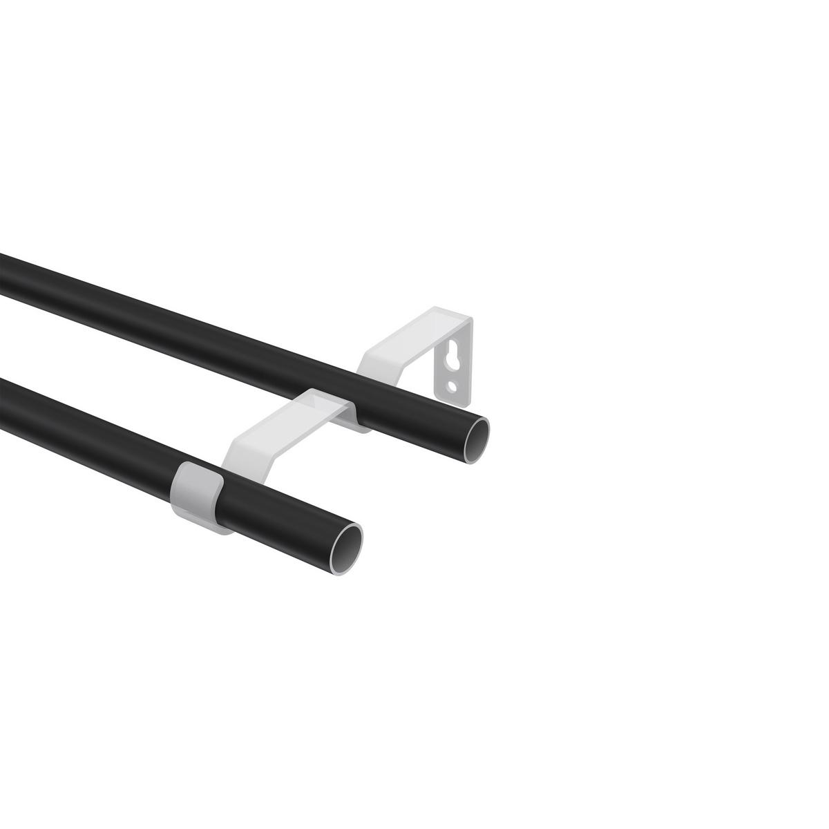 GARDINENSTANGE Olymp Lucan 100 cm, 2-läufig (ohne Ringe), 16 mm Ø Schwarz - Schwarz, Metall (100cm) - INTERDECO