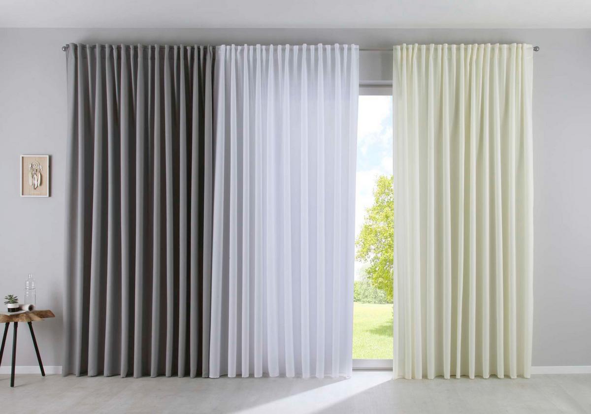 SCHLAUFENGARDINE »Palermo« HxB 250x300 cm Weiß - Weiß, Textil (300/250cm) - Gardinenbox