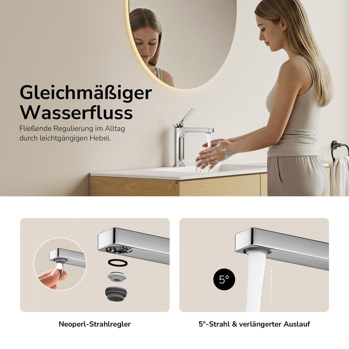 WASCHTISCHARMATUR Chrom 19,5/17,3/4,6 cm - Chromfarben, Metall (17.3/19.3/4.6cm) - EMKE