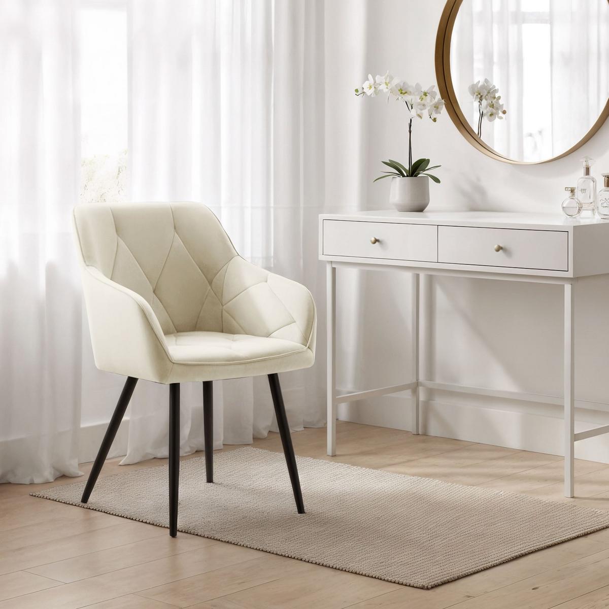 POLSTERSTUHL 2er Set, Metallbeine Graphit 54,5/82,5/58 - Creme, Textil (55/83/50cm) - RAUMHIRSCH FURNITURE