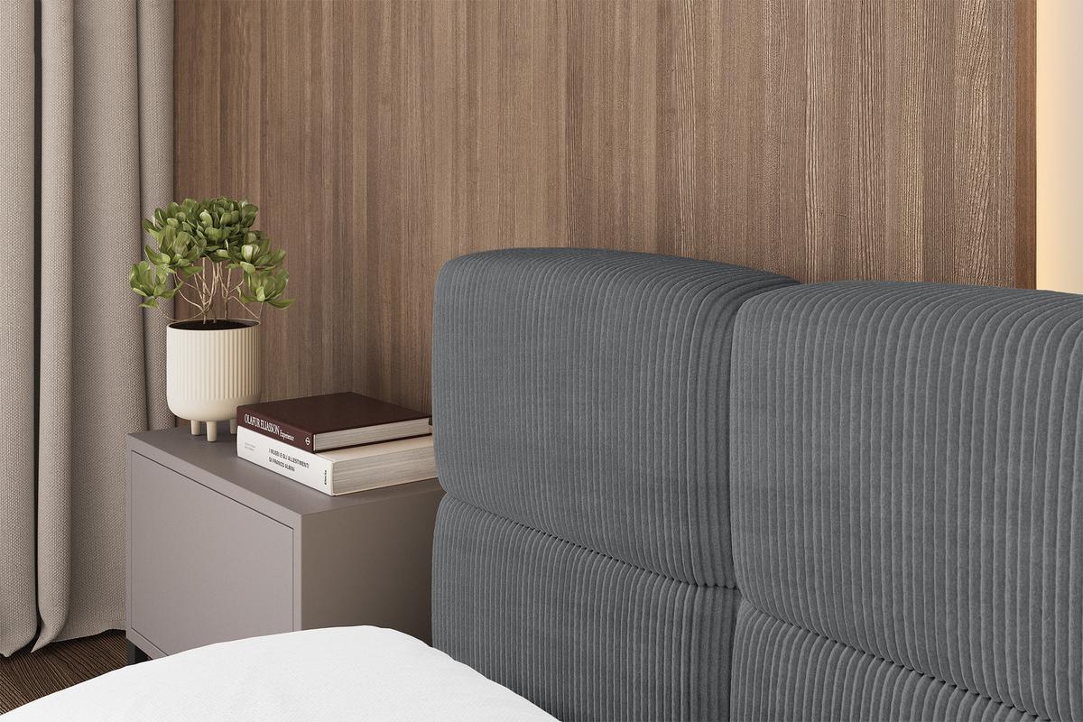 POLSTERBETT mit Bettkasten und Lattenrost, Bett mit Kopfteil, Boxbett ohne Matratze, Doppelbett mit Stauraum - NATA-v1 200x200 Dunkelgrau - Chromfarben, Holzwerkstoff/Textil (200/200cm) - ALTDECOR