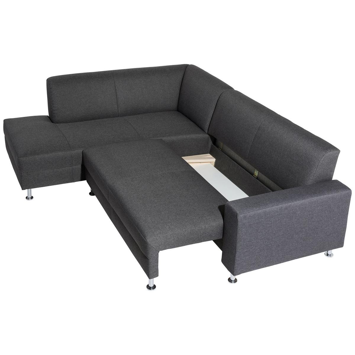 ECKSOFA mit Schlaffunktion Katrine Flachgewebe graphit - Graphitfarben, Kunststoff (190/245cm) - 58aufmkessel