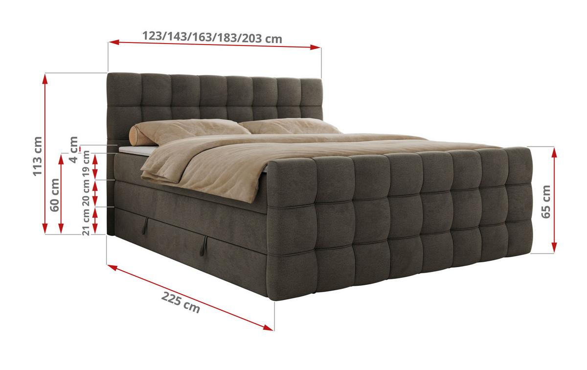 BOXSPRINGBETT ALTIVO KING DUO 120/200 - Dunkelgrau Velvet - H4 - Anthrazit, Textil (120/200cm) - MKS