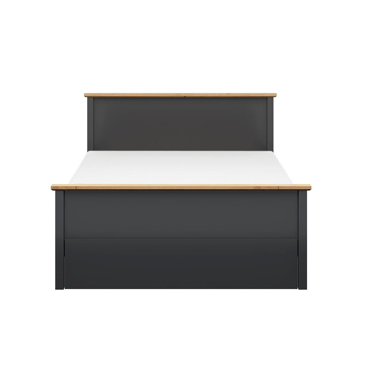 BETT 140/200 Duck Anthrazitgrau und Holz in Eichenoptik - Grau, Holzwerkstoff (140/200cm) - Petits-meubles