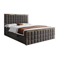 BOXSPRINGBETT ISADORA II GOLD mit Bettkasten und Topper 160x200 cm Royal Velvet 185 - Graphitfarben, Textil - Lookway