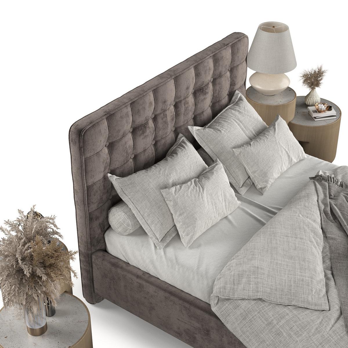 POLSTERBETT Paloma 160/200 cm Braun im Lotta Stoff - Naturfarben/Braun, Holz/Holzwerkstoff (160/200cm) - AltaBeds