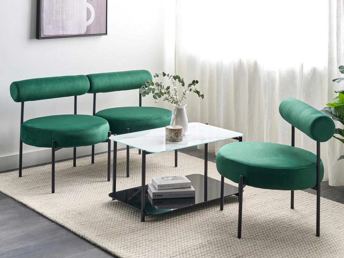 SESSEL Samtstoff Grün/Schwarz Alpha - Grün, Textil/Metall (60/66/60cm) - Beliani