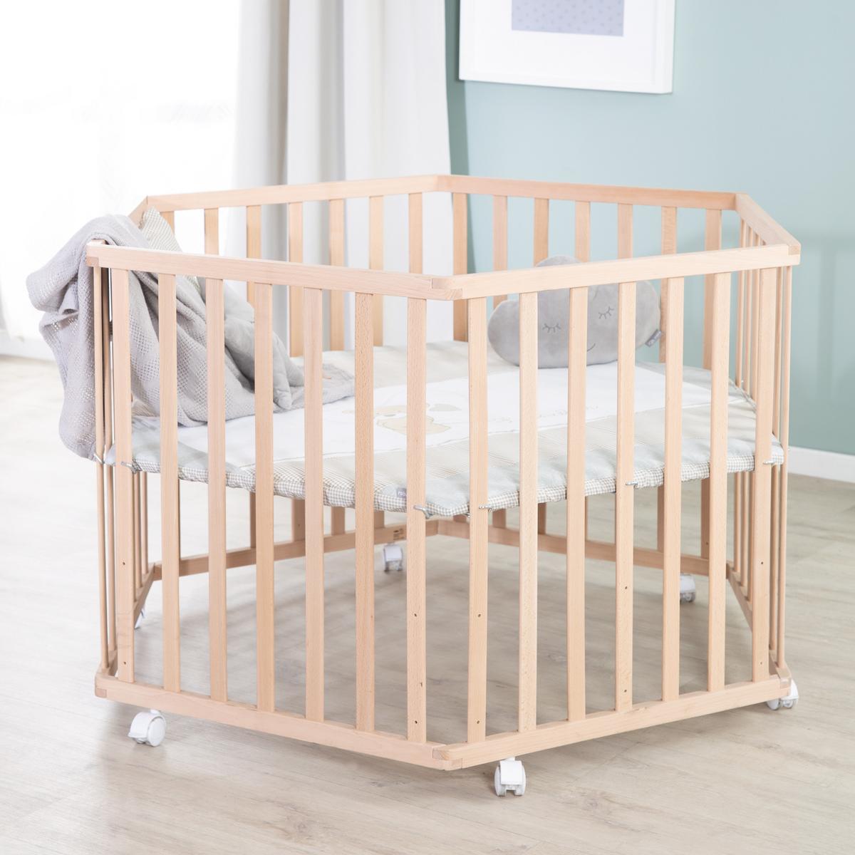 LAUFGITTER 6-eckig Liebhabär - Naturfarben, Holzwerkstoff (118.5/72.5/103.5cm) - Roba