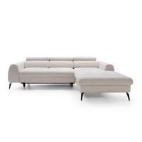ECKSOFA NOTE Creme Chenille mit Schlaffunktion - Creme, Holz (270/184cm) - MASSENO