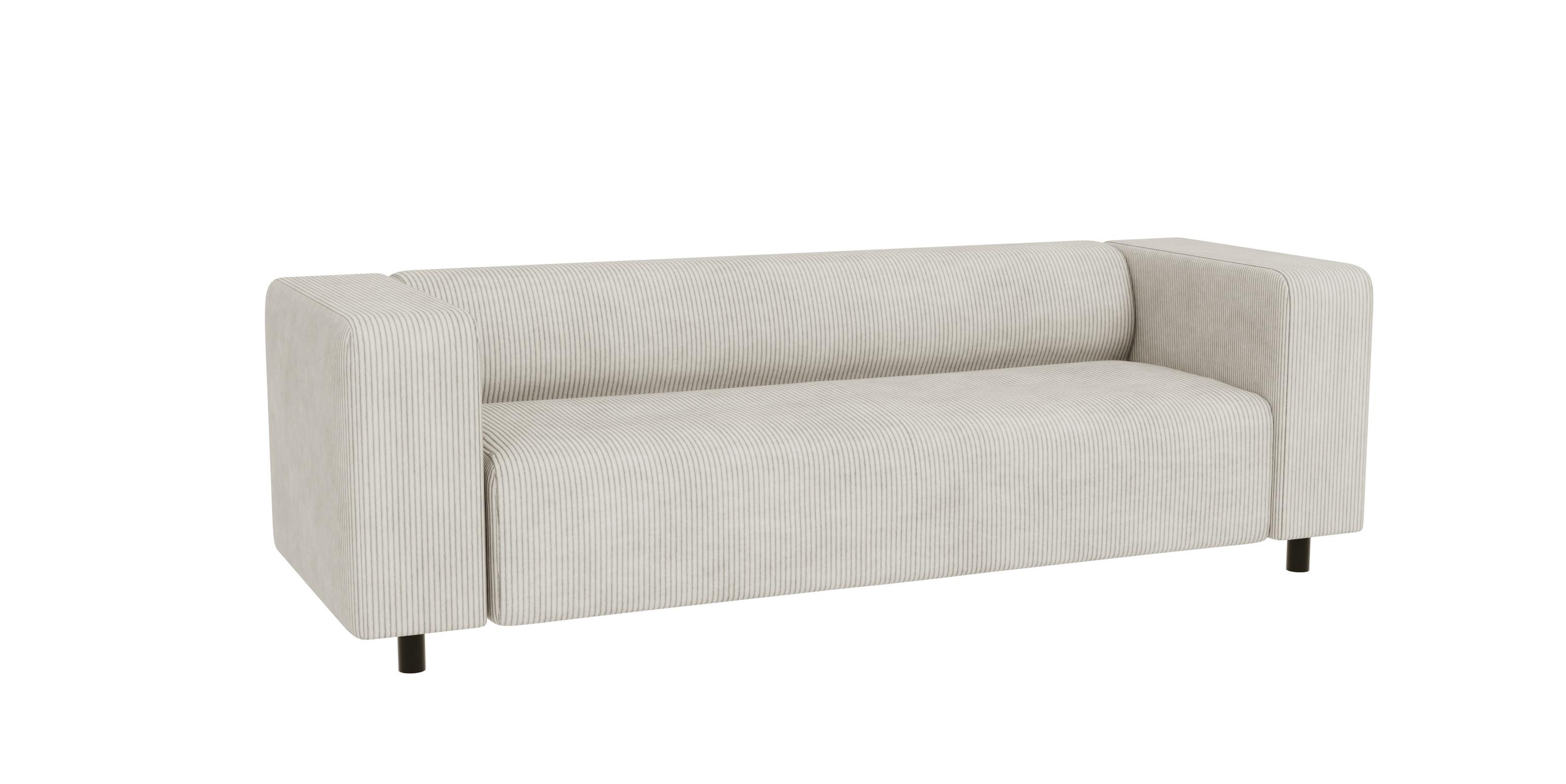 3-SITZER-SOFA Tove Beige Cord - Beige/Schwarz, Holz/Kunststoff (135/65/80cm) - S-Style Möbel