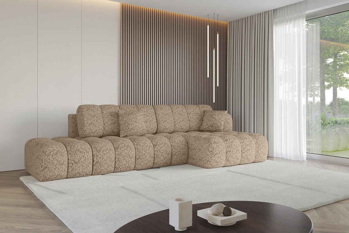 ECKSOFA mit Schlaffunktion Ottomane RECHTS OLEA-L2 321x164x75 Braun Tissu - Alteiche/Schwarz, Holzwerkstoff/Kunststoff (164/321cm) - ALTDECOR