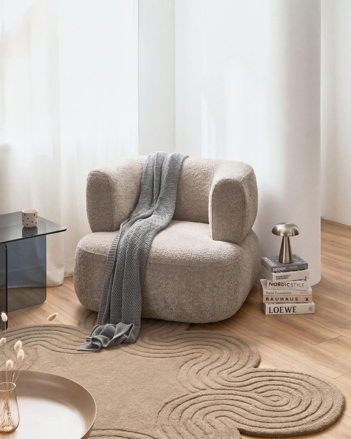 SESSEL Chenillegewebe Taupe Lohja - Taupe, Textil (92/73/88cm) - Beliani